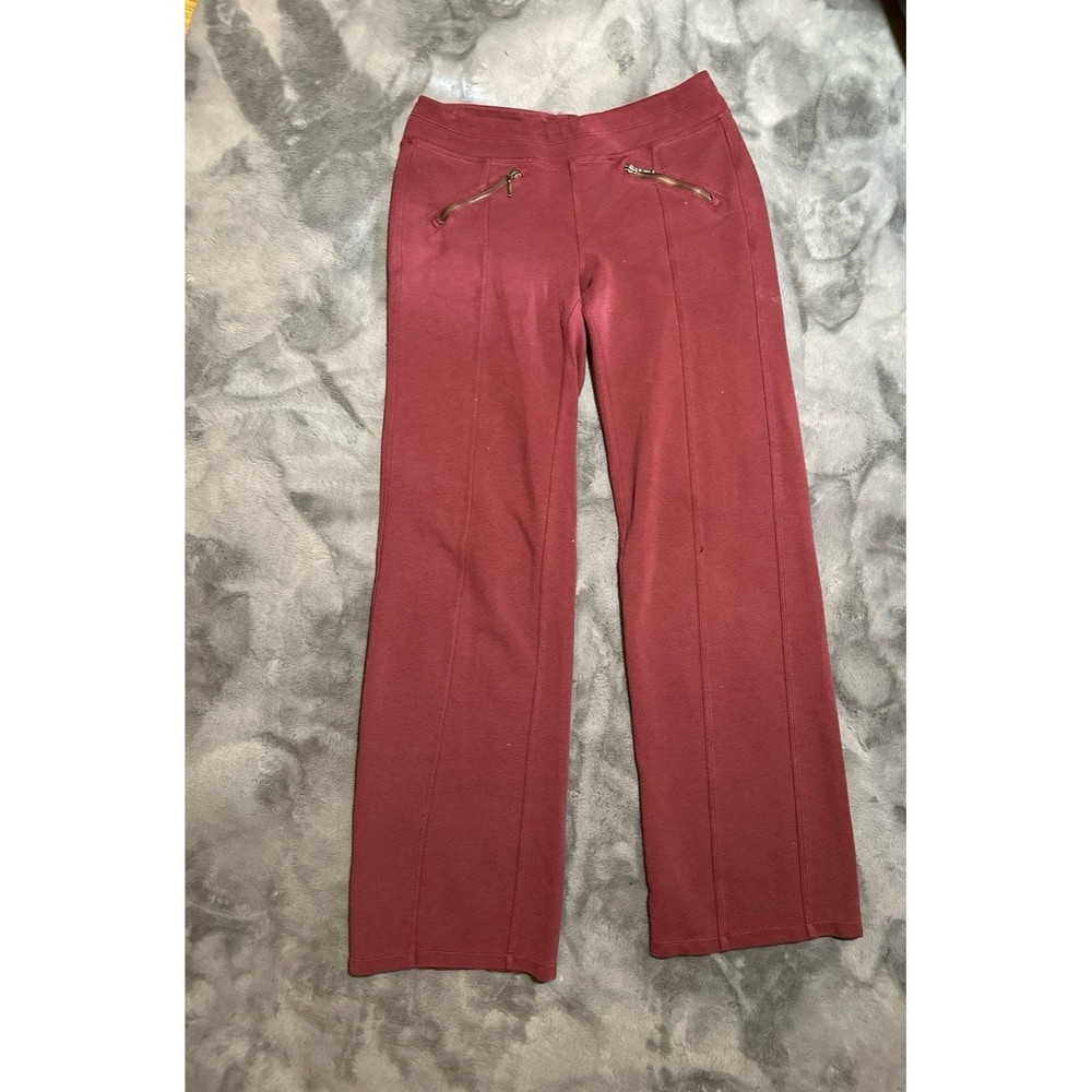 ATHLETA Women’s CHALET Pants Ponte Knit Double Zippers Flare Leg